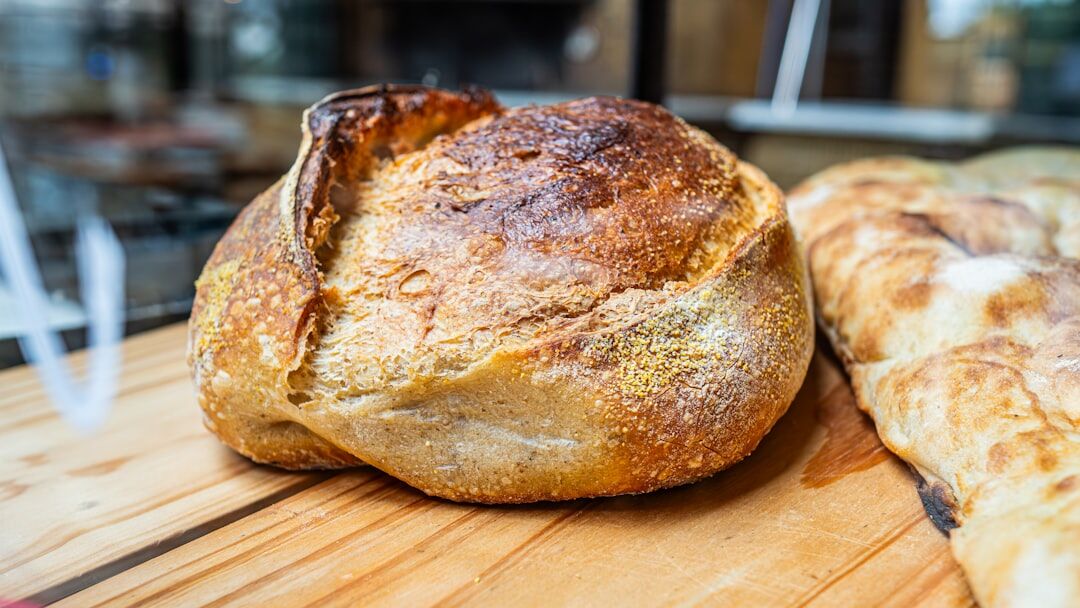 homemade bread loaf on table