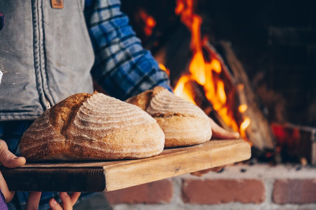 children baking bread