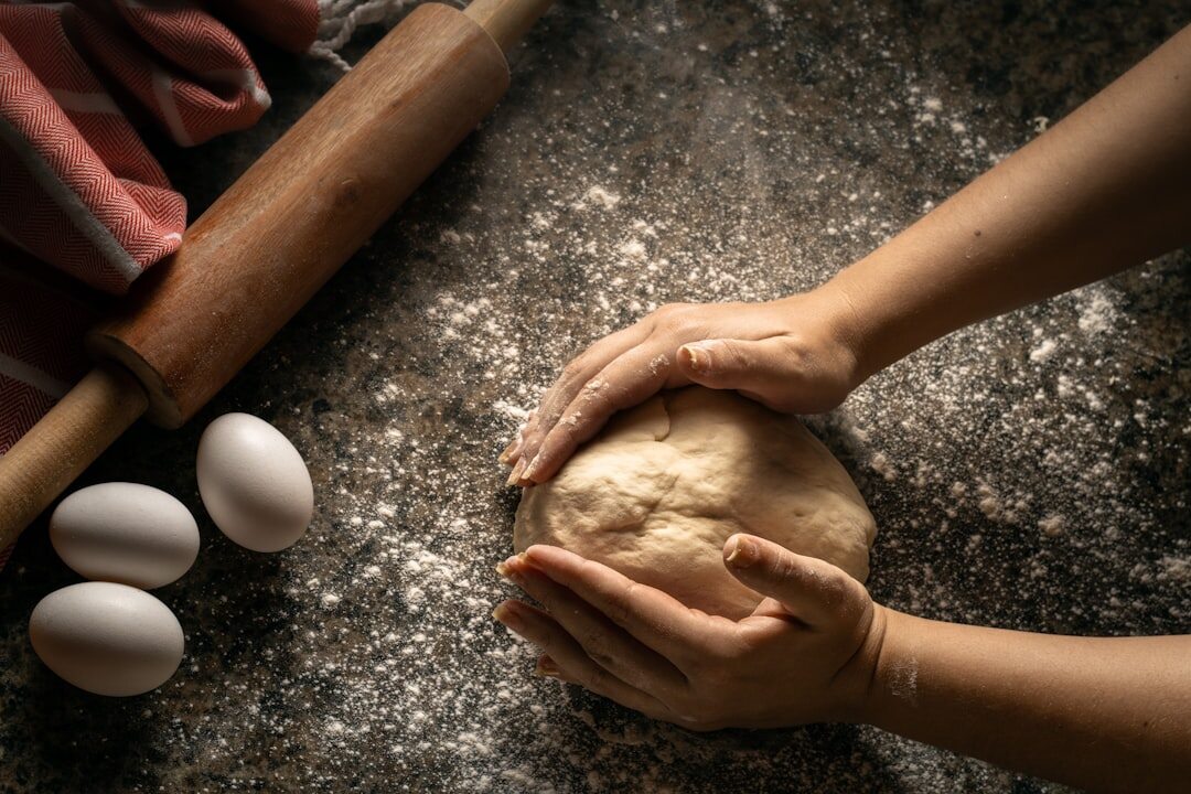 kneading bread dough